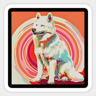 Retro Eskimo Dog: Pastel Pup Revival Sticker